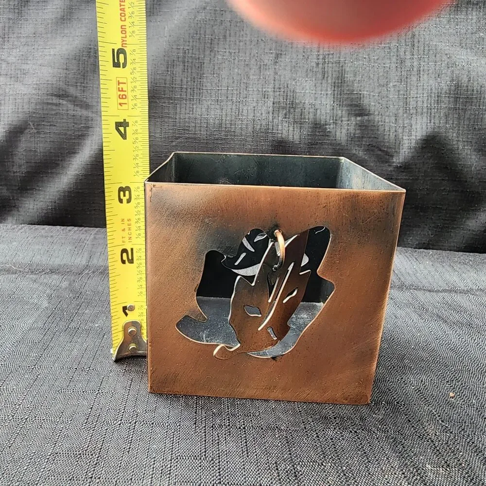 Autumn Leaf Tealight Votive  Candle Holder Copper Tone  Fall Harvest Decor